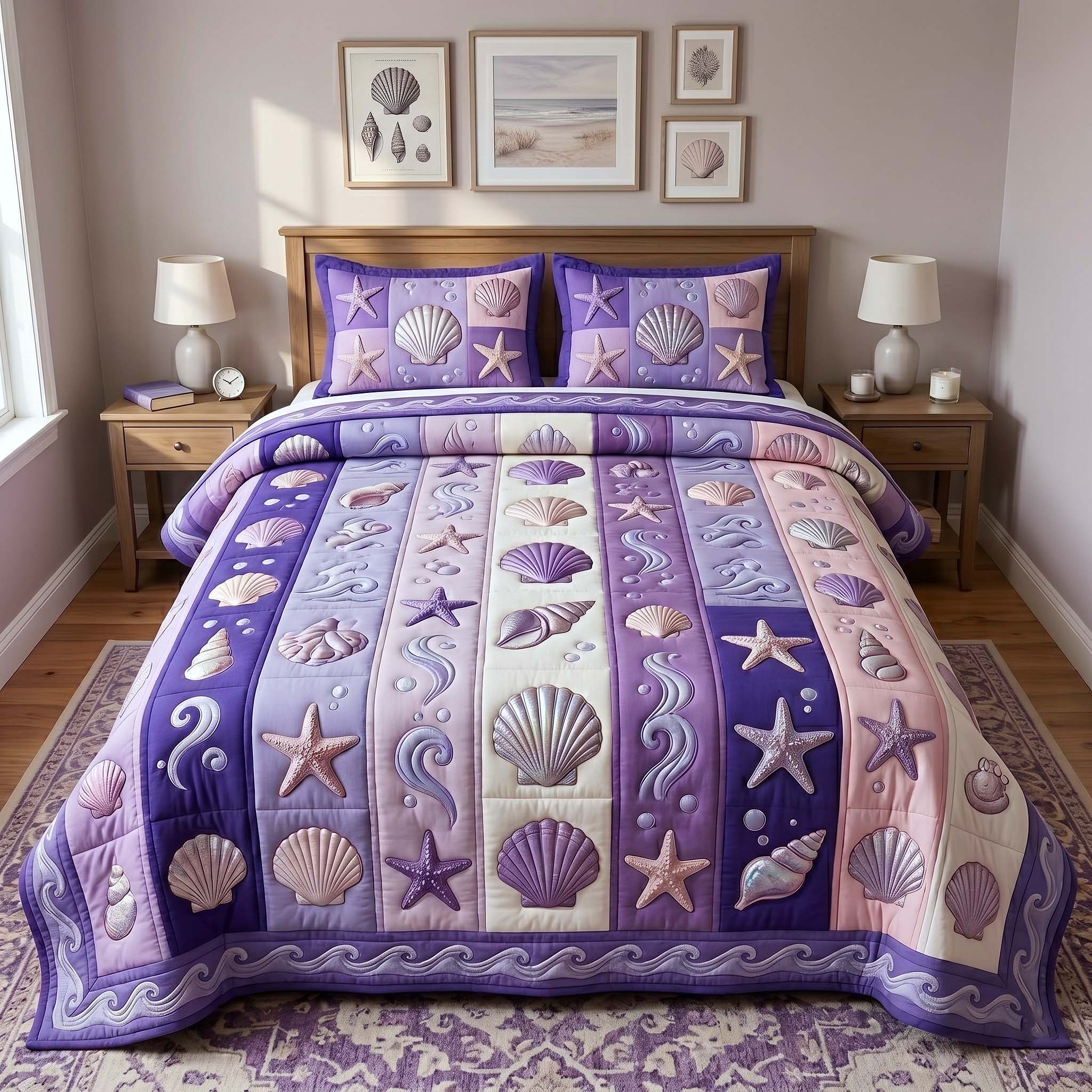 Coastal Whisper 3-Piece Quilted Bedding Set
