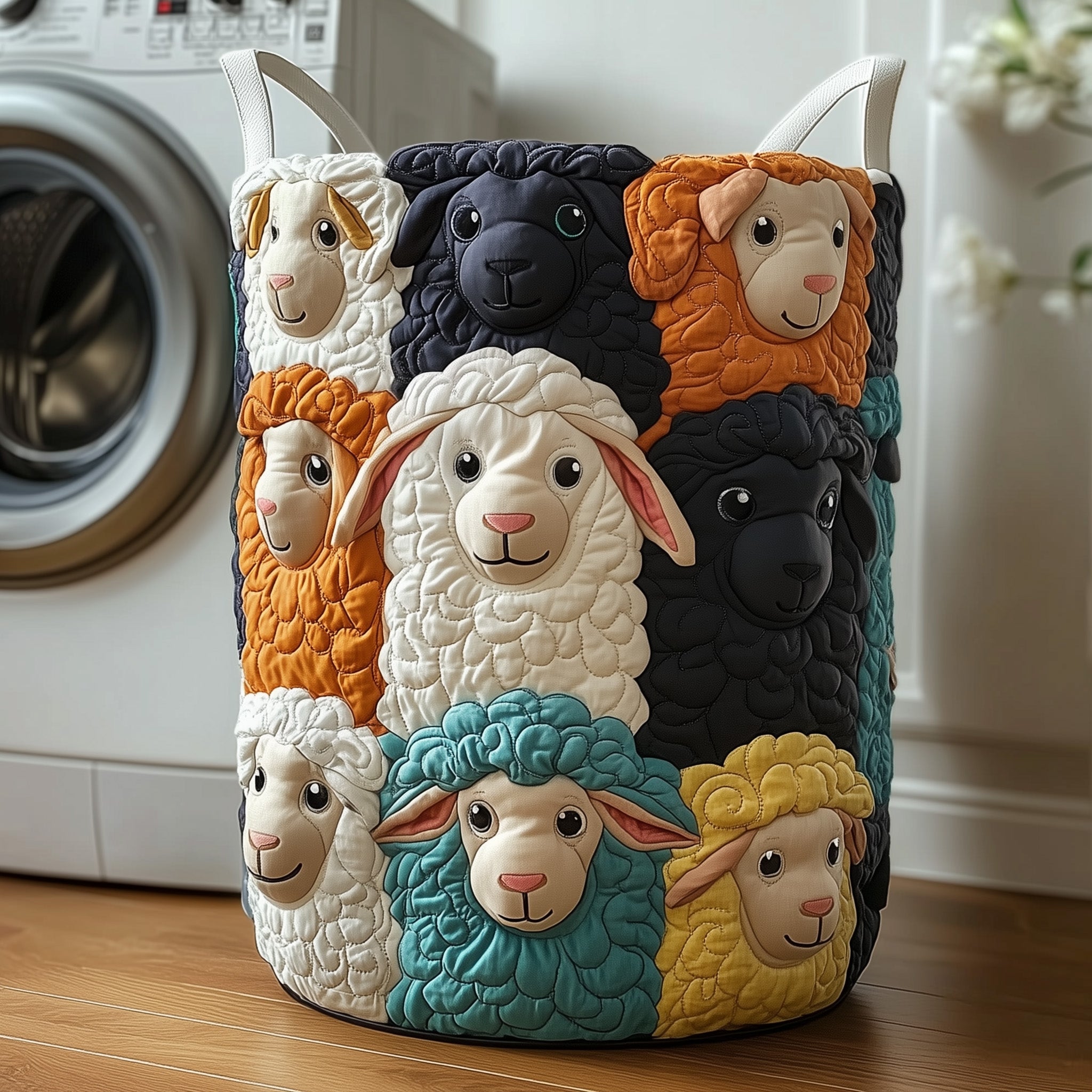 Sheep Quilted Laundry Basket