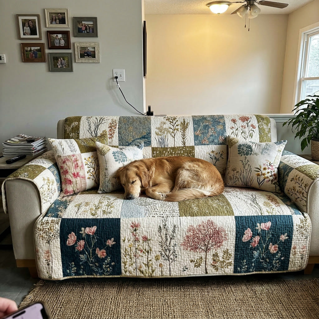 Country Blossom Quilted Sofa Cover