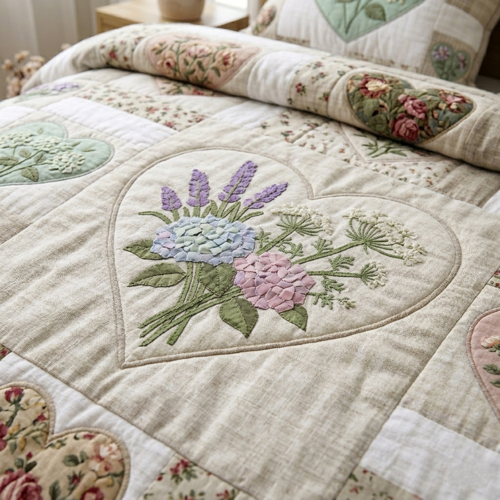 Flower Patchwork 3-Piece Quilted Bedding Set