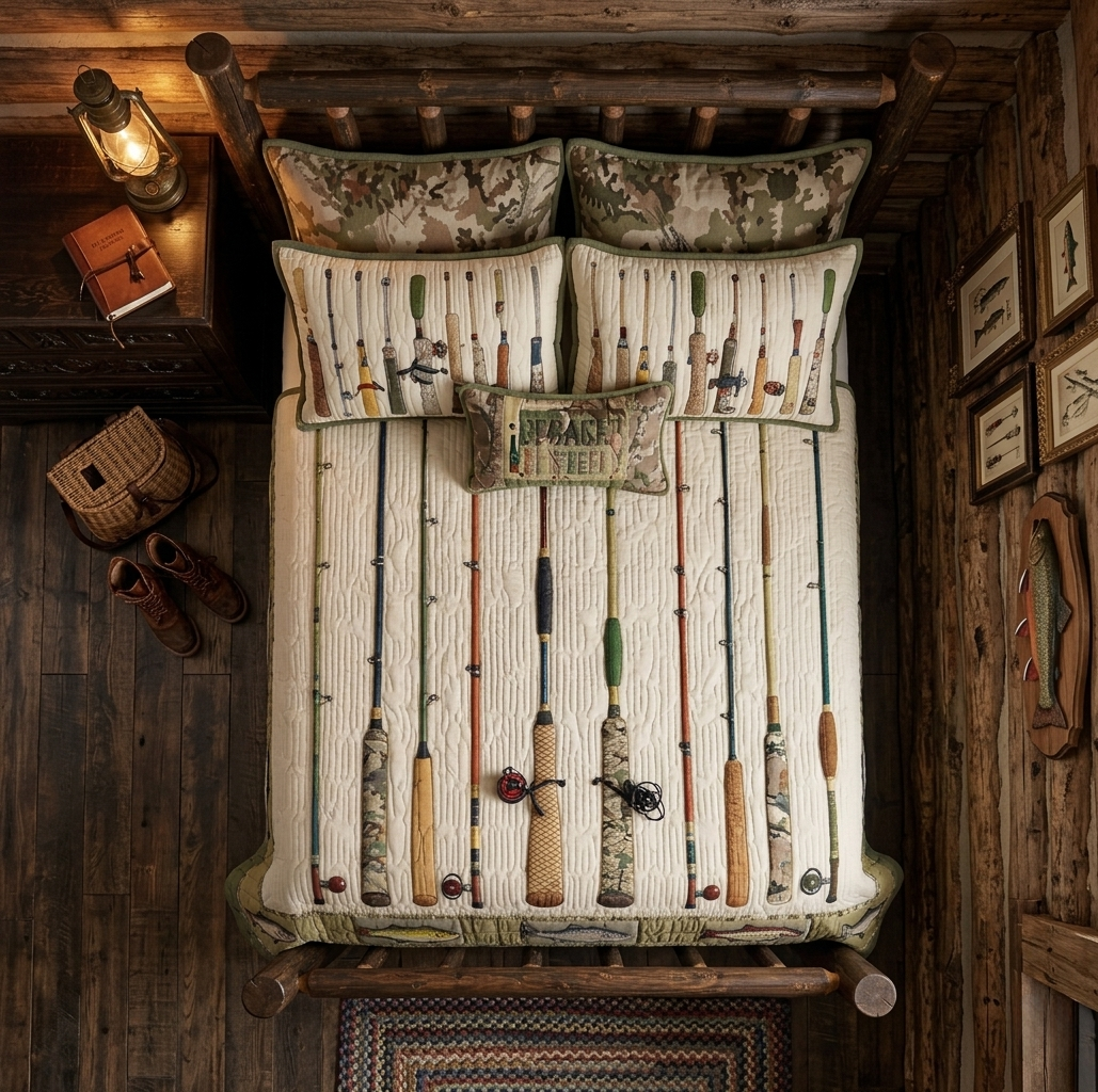 Vintage Tackle 3-Piece Quilted Bedding Set