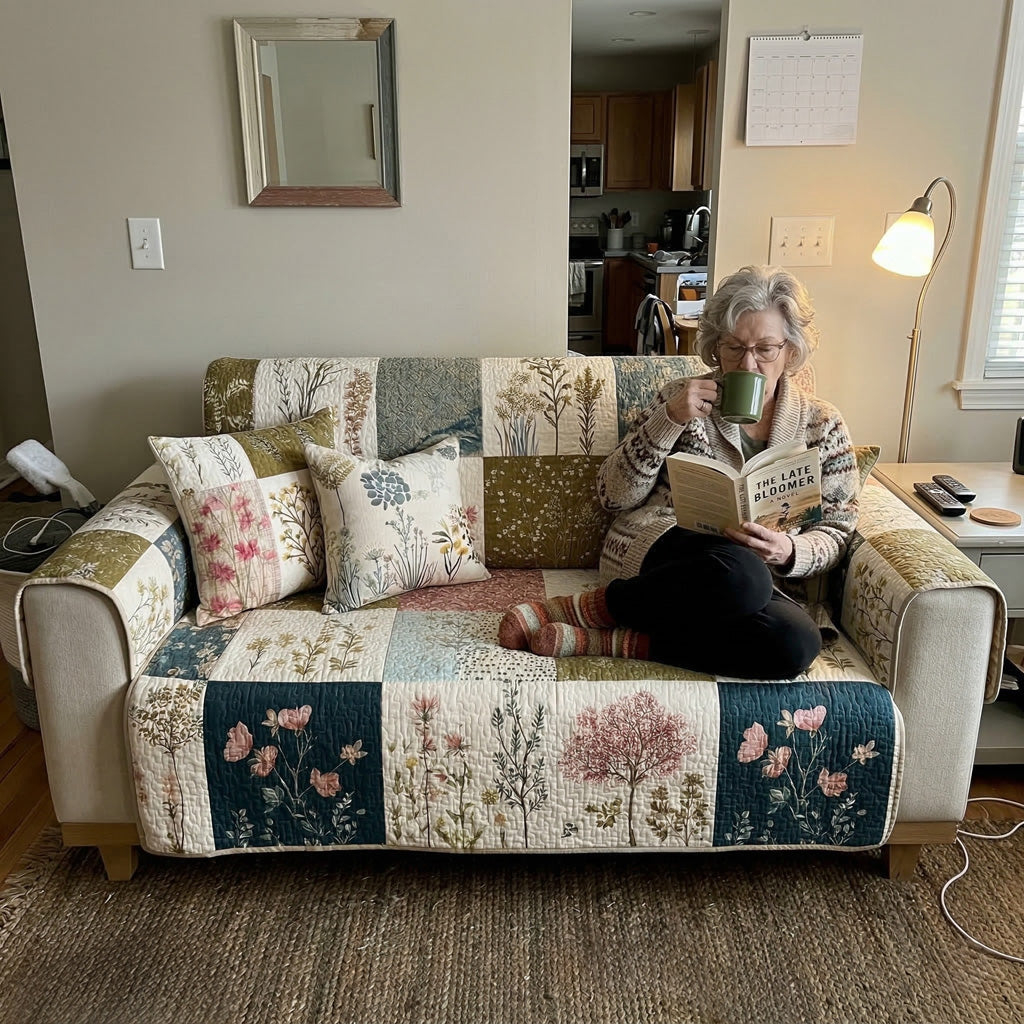 Country Blossom Quilted Sofa Cover