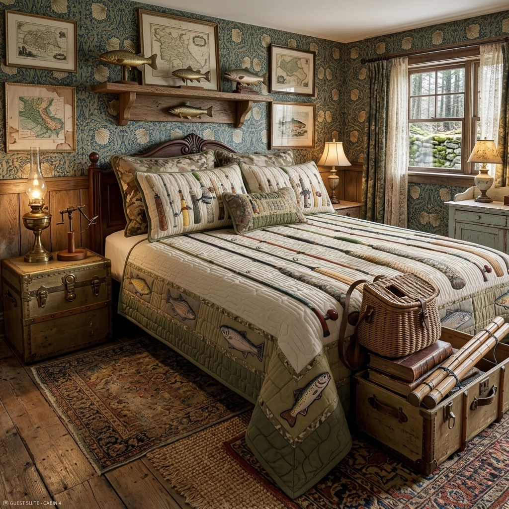 Vintage Tackle 3-Piece Quilted Bedding Set