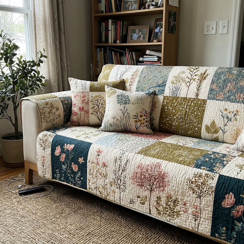 Country Blossom Quilted Sofa Cover