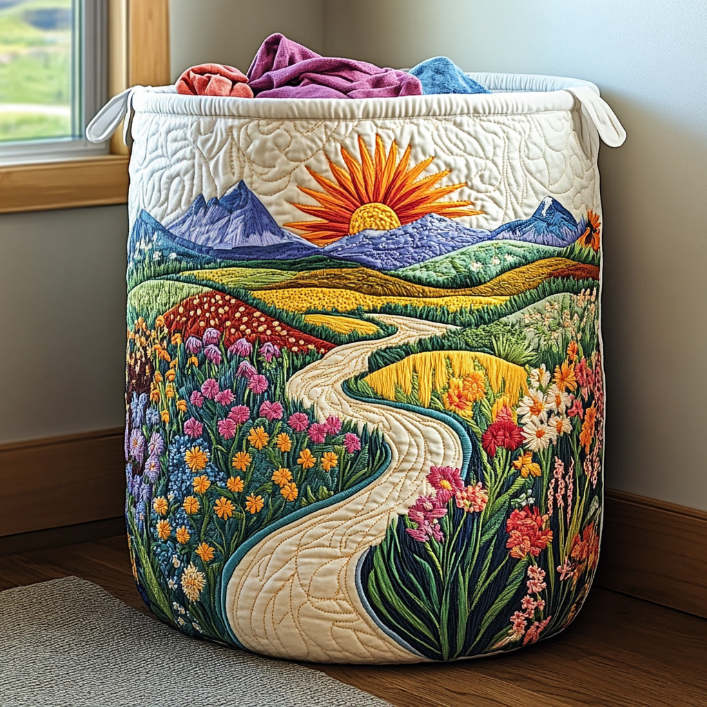 Bright Meadow Quilted Laundry Basket 
