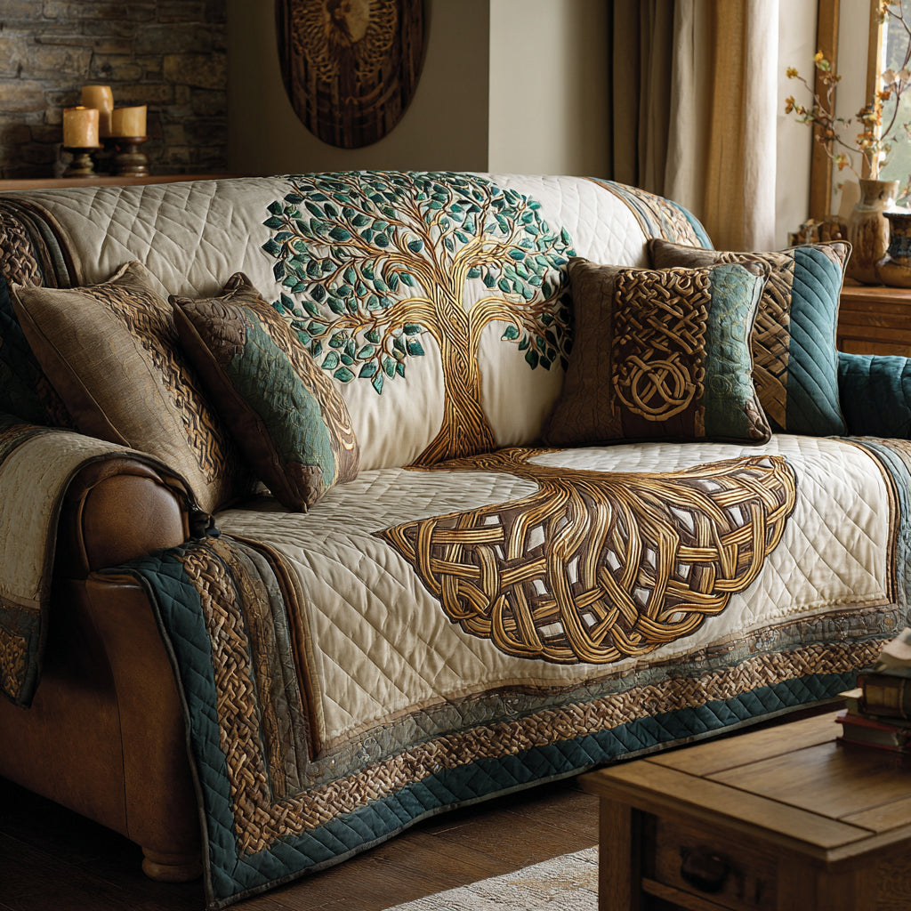 Tree of Life Quilted Sofa Cover