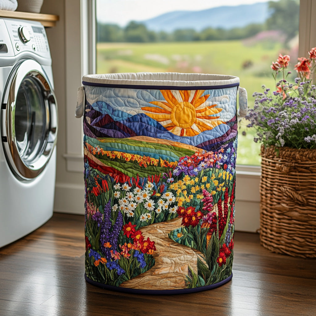 Meadow Song Quilted Laundry Basket 