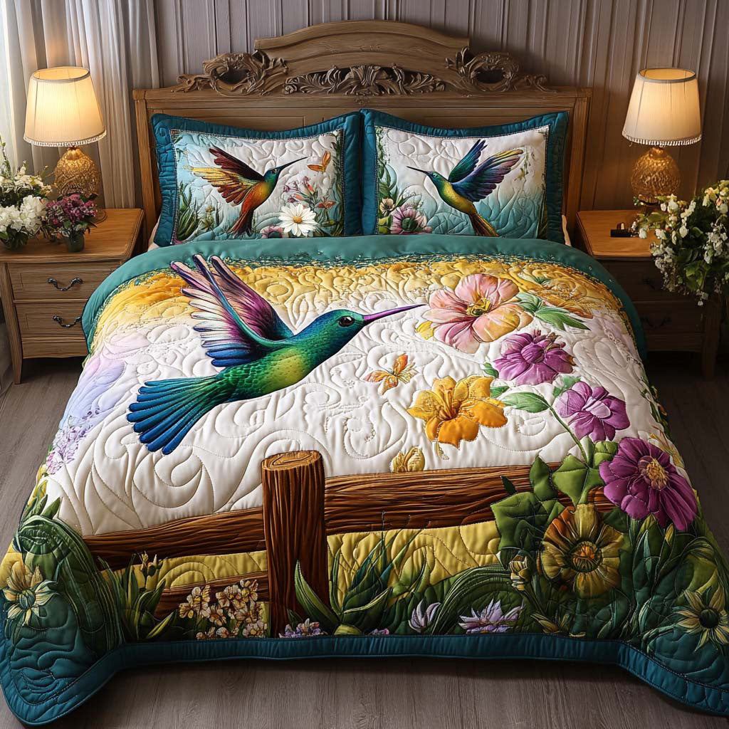 Morning Flutter 3-Piece Quilted Bedding Set