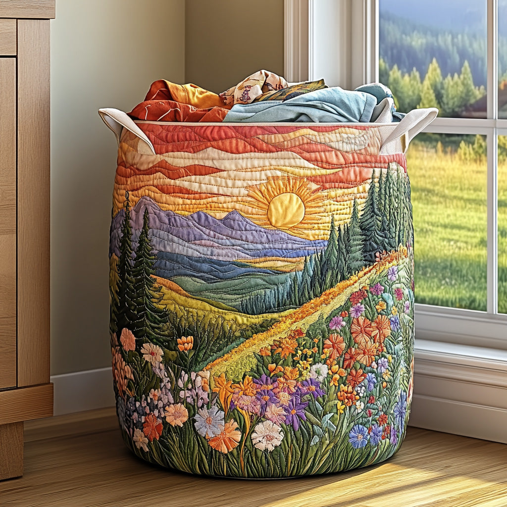 Bright Meadow Quilted Laundry Basket 