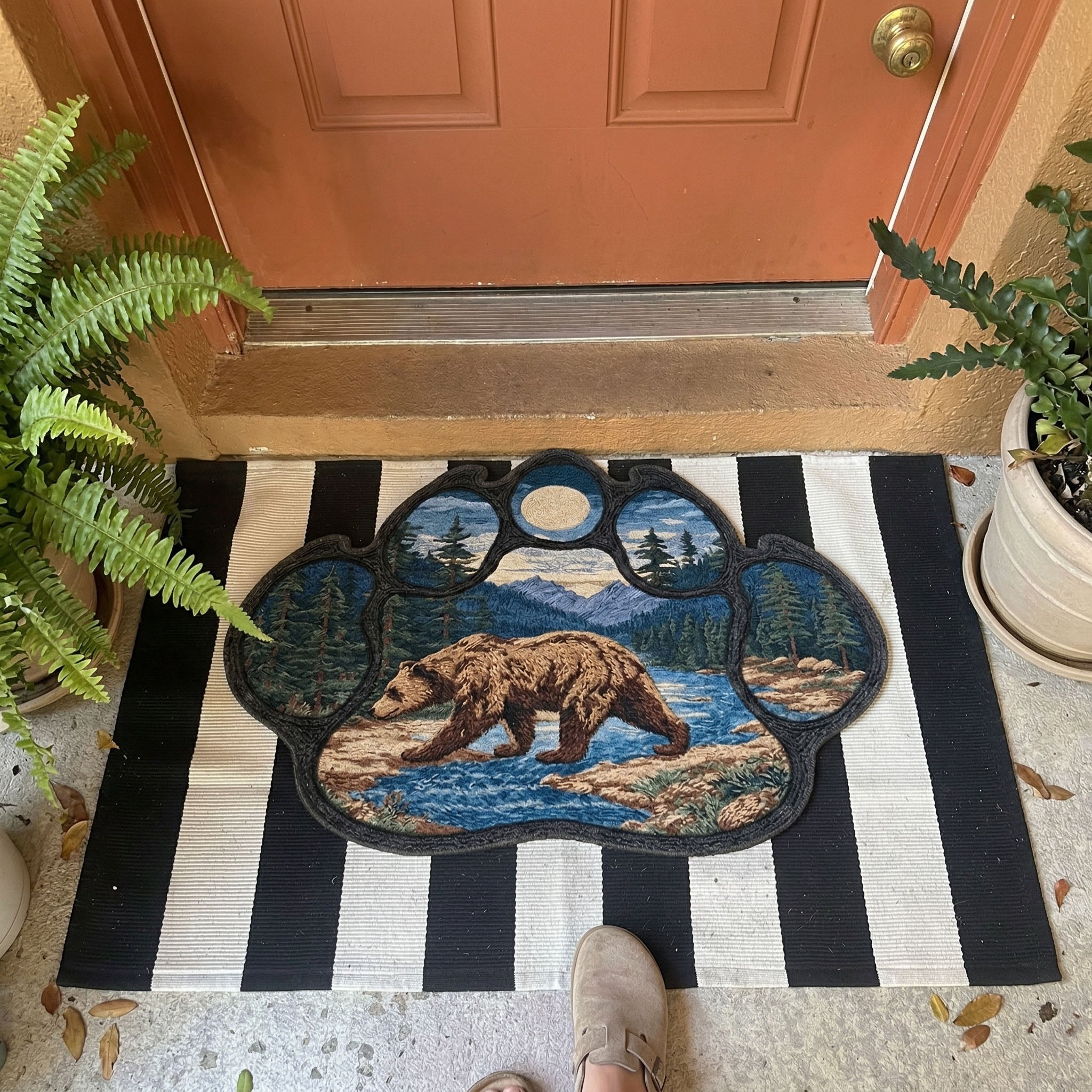 Mountain Paw Scene Custom Shape Doormat