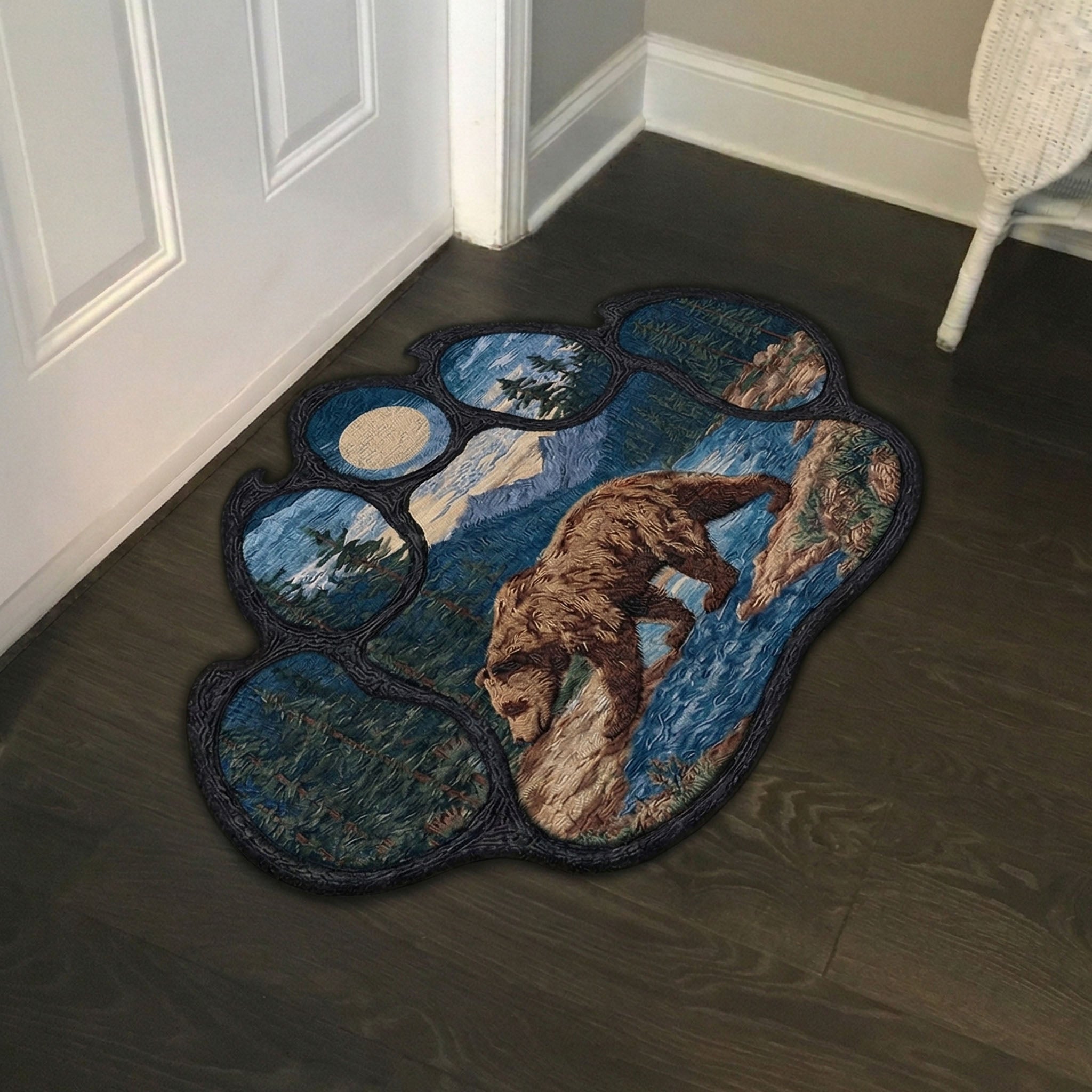 Mountain Paw Scene Custom Shape Doormat
