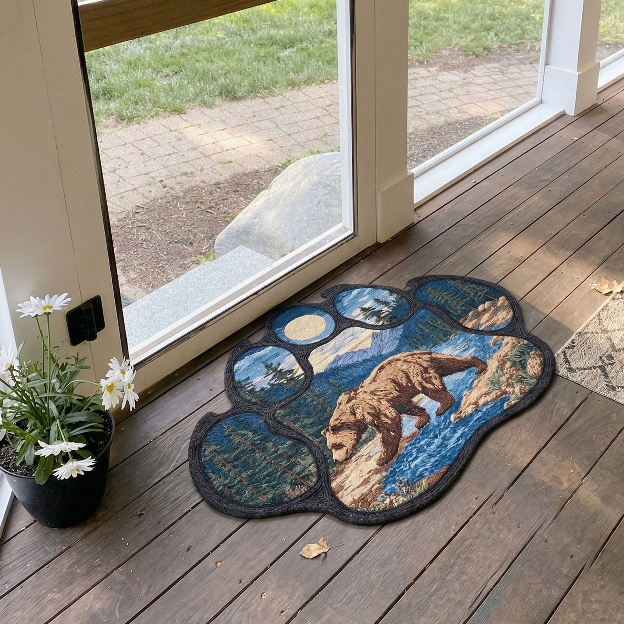 Mountain Paw Scene Custom Shape Doormat