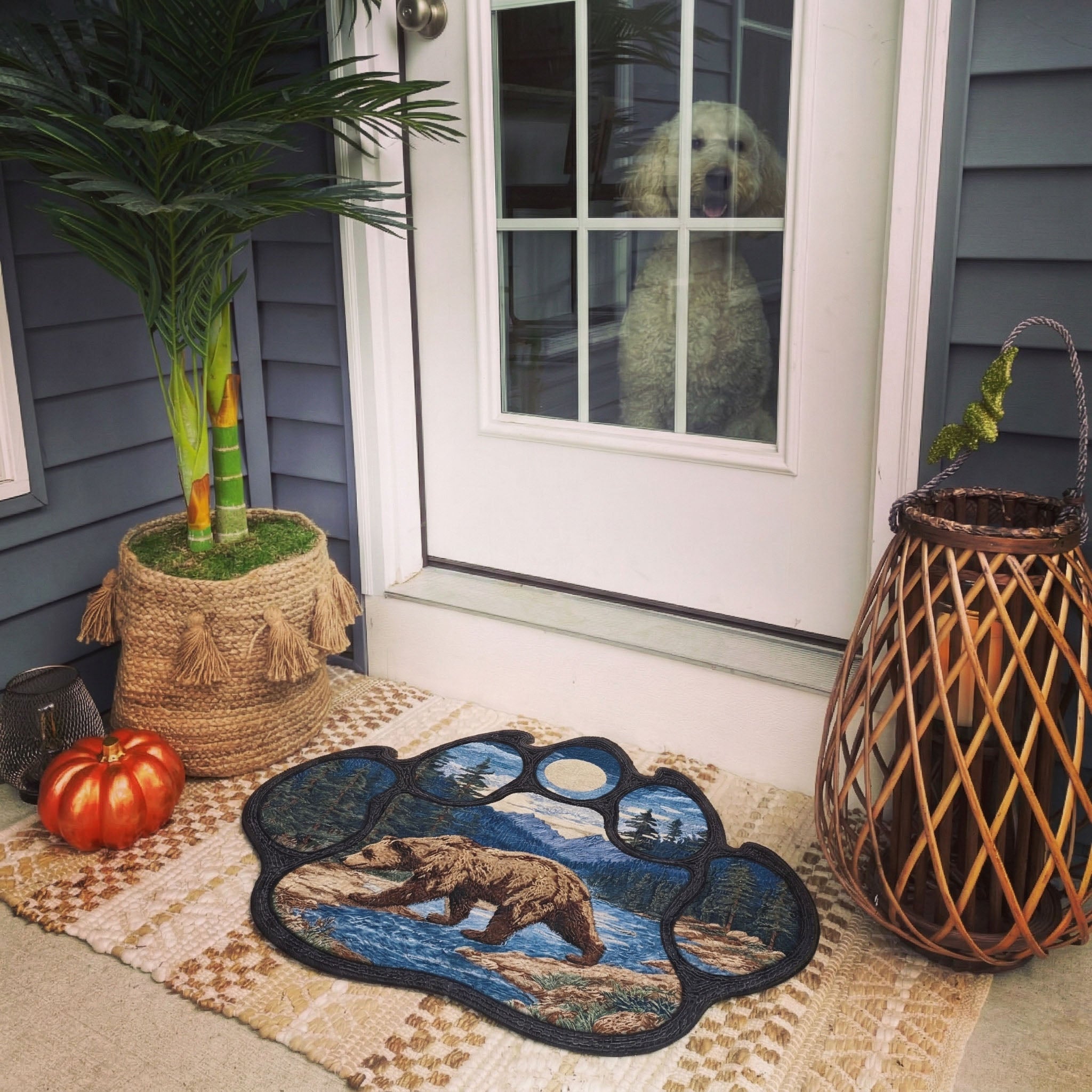 Mountain Paw Scene Custom Shape Doormat