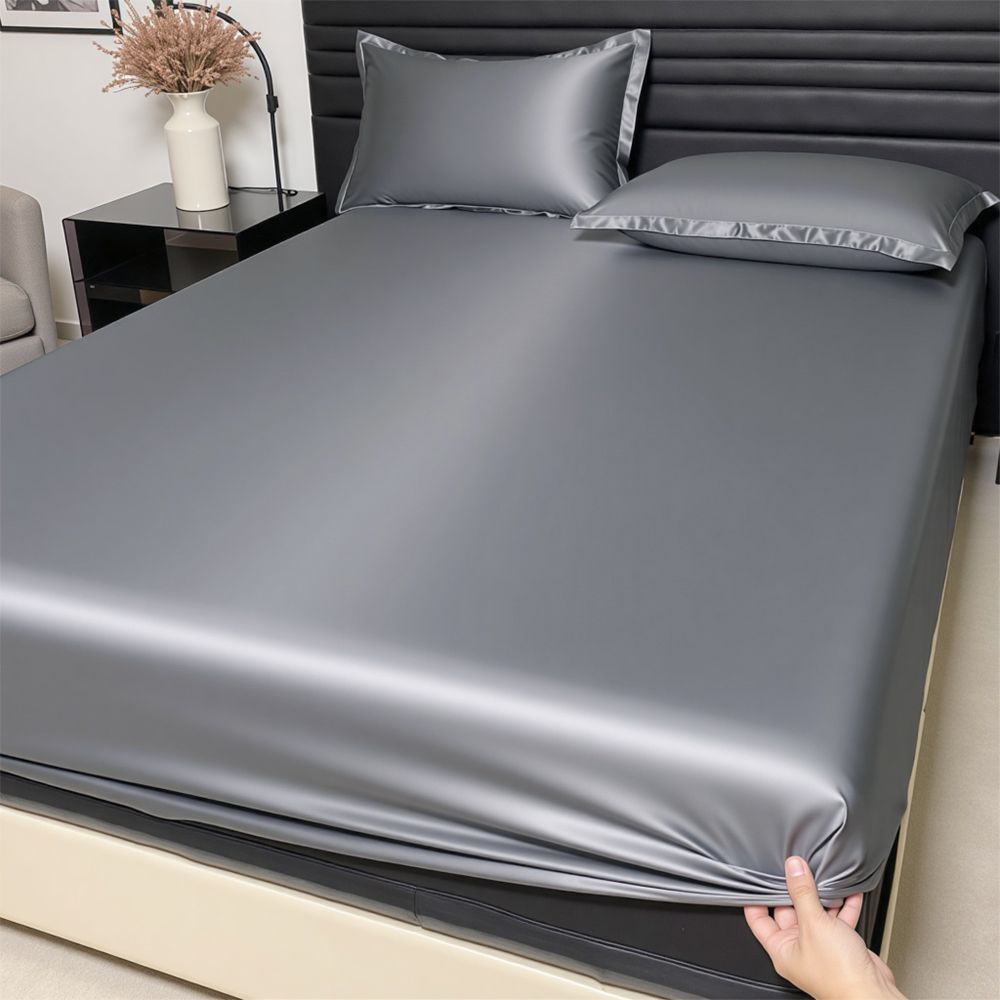 Solid Satin Brushed Microfiber Fitted Sheet