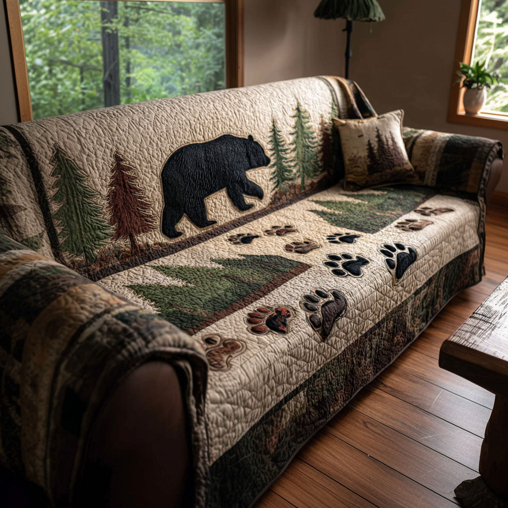 Bear Tracks Quilted Sofa Cover