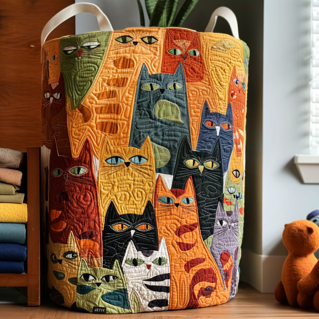Cat Quilted Laundry Basket  