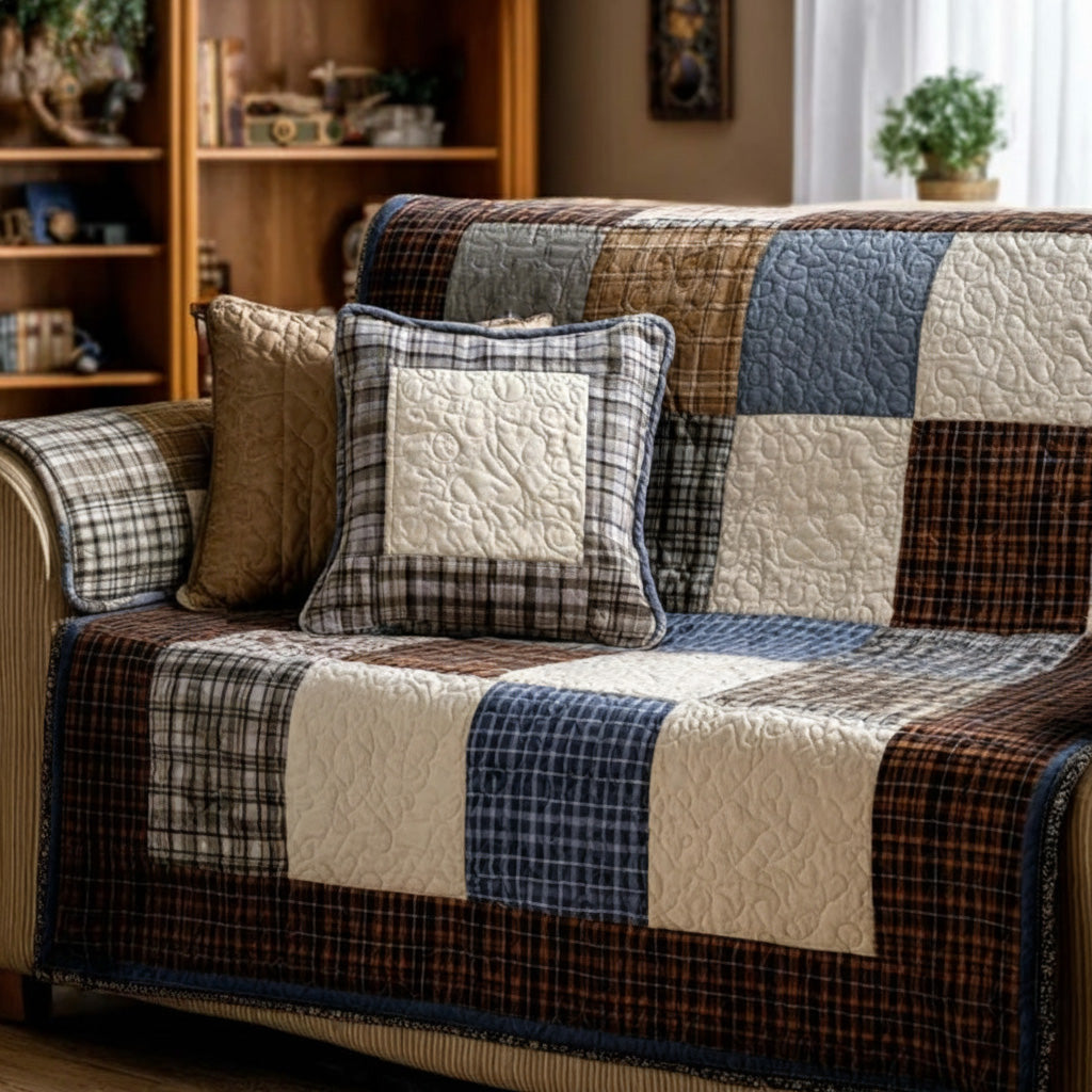 Farmhouse Patchwork Quilted Sofa Cover