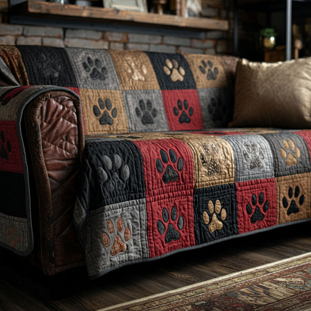 Bear Tracks Quilted Sofa Cover