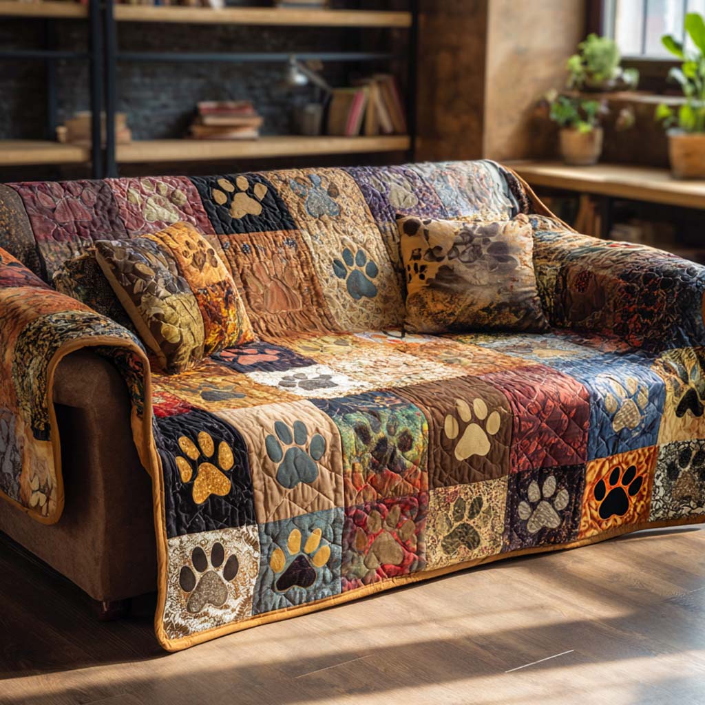 Rustic Paws Quilted Sofa Cover 