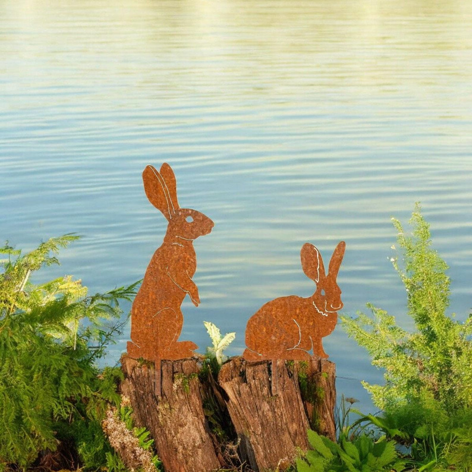 Easter Rabbit  Stand Metal Garden Art