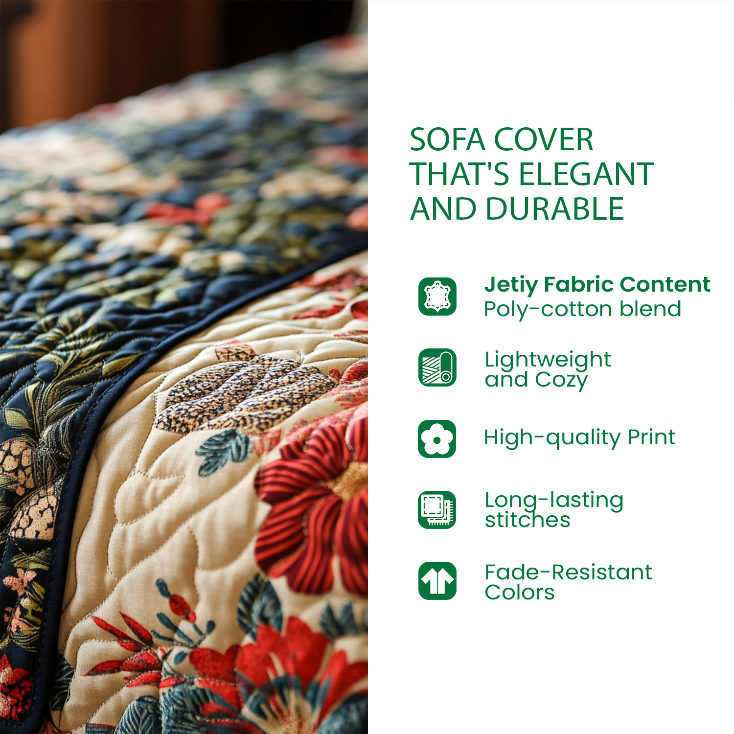 Blossom Cottage Warmth Quilted Sofa Cover