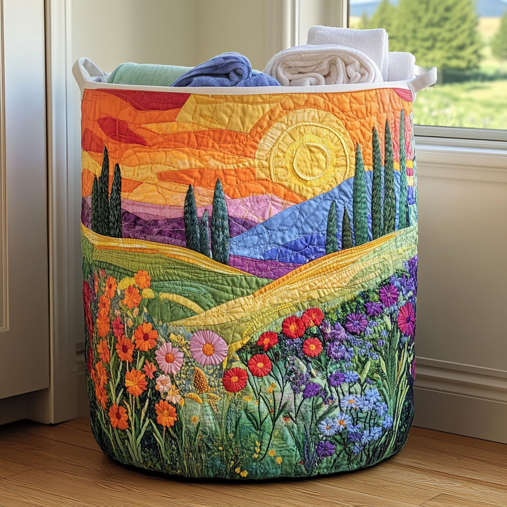 Bright Meadow Quilted Laundry Basket 