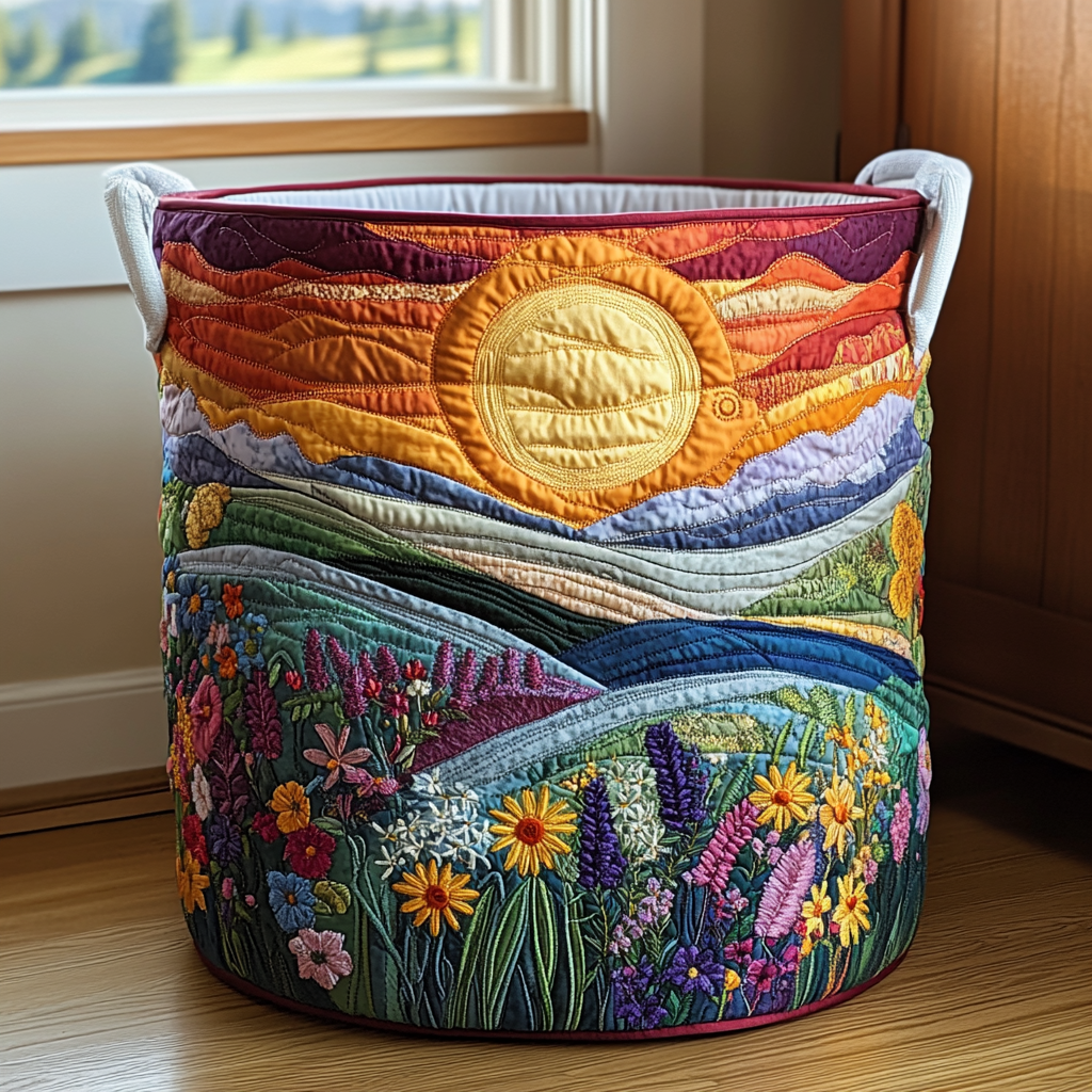 Bright Meadow Quilted Laundry Basket 