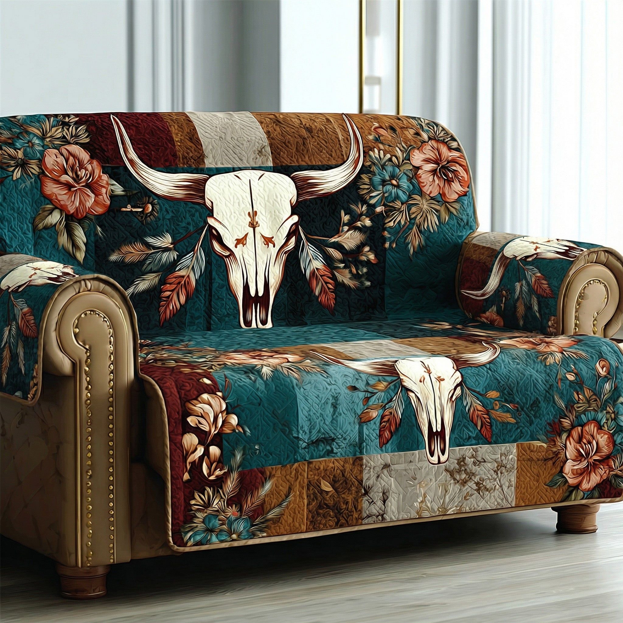 Longhorn Quilted Sofa Cover NCU0QN073