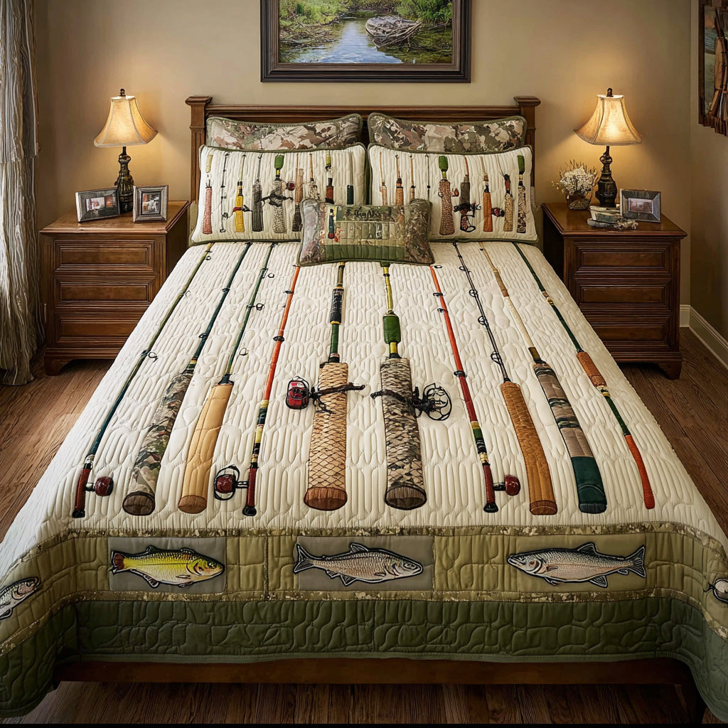 Vintage Tackle 3-Piece Quilted Bedding Set