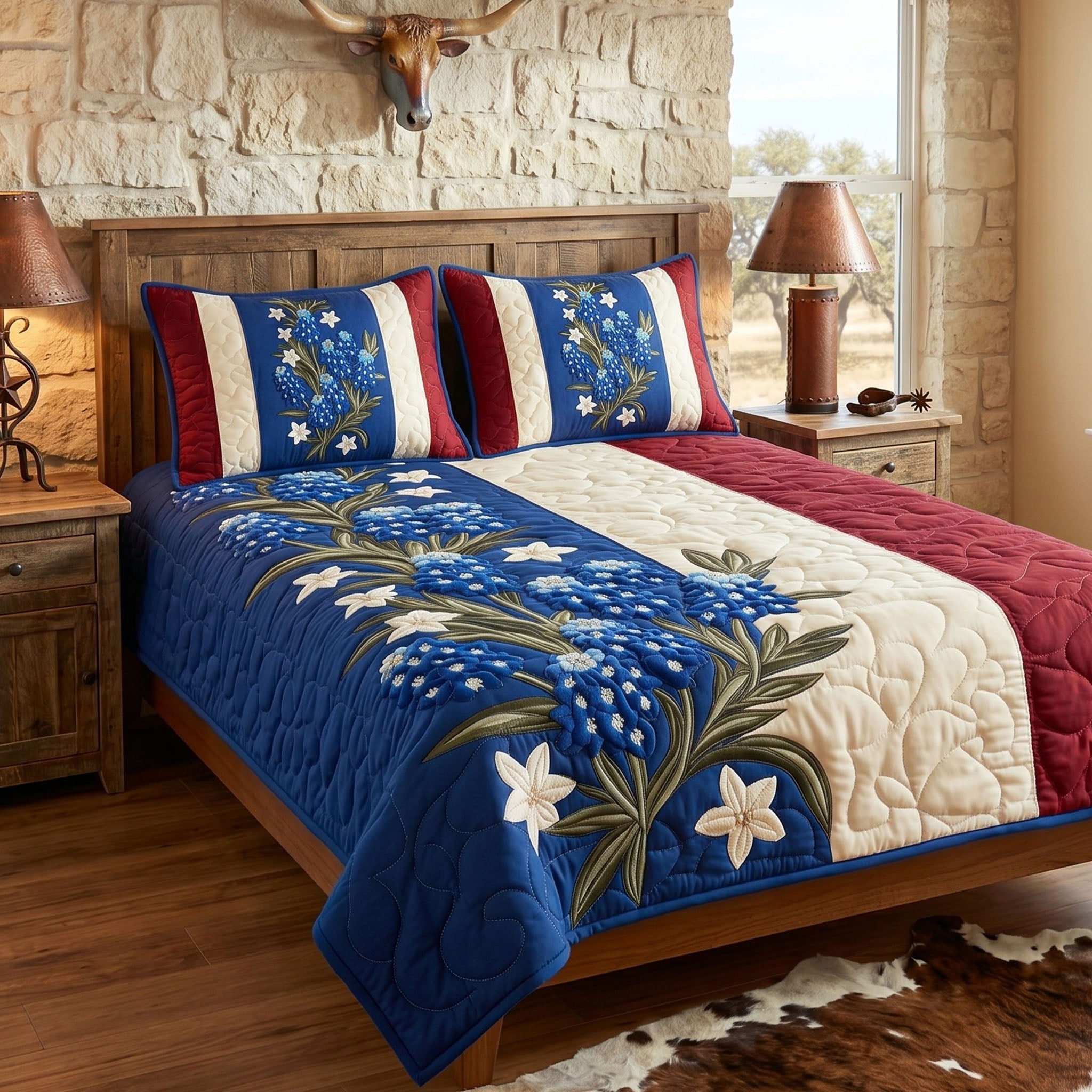 Western Pattern 3-Piece Quilted Bedding Set 