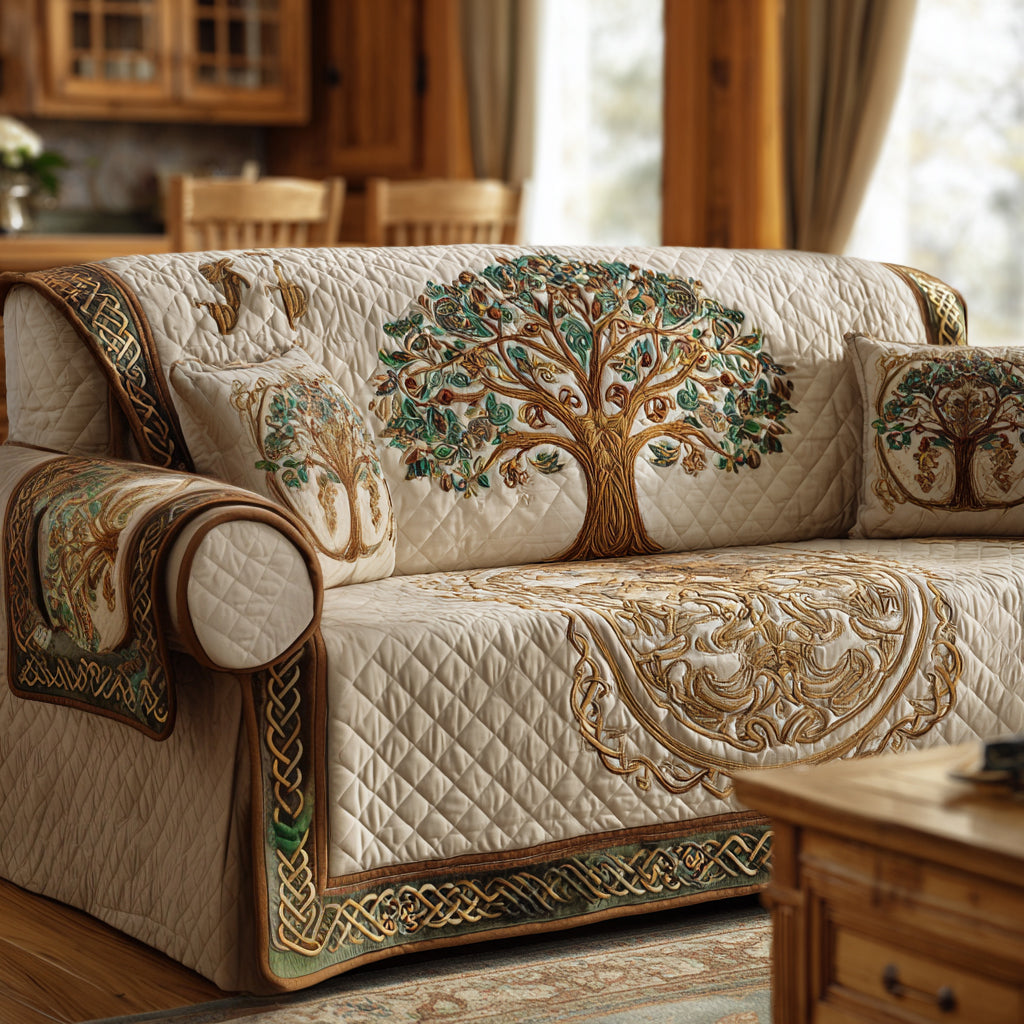 Tree of Life Quilted Sofa Cover
