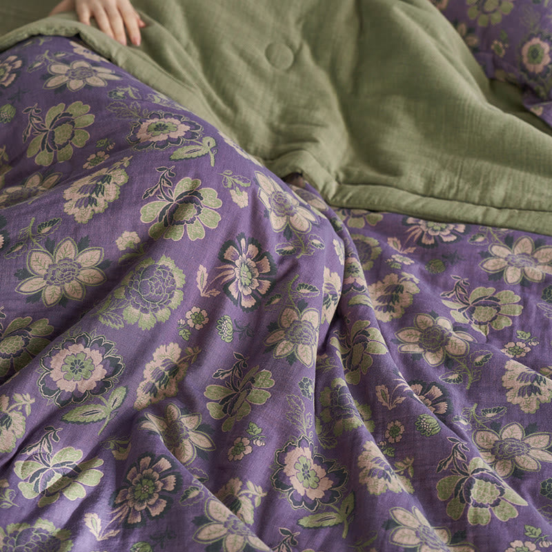 Jacquard Pure Cotton Gauze Floral Quilt