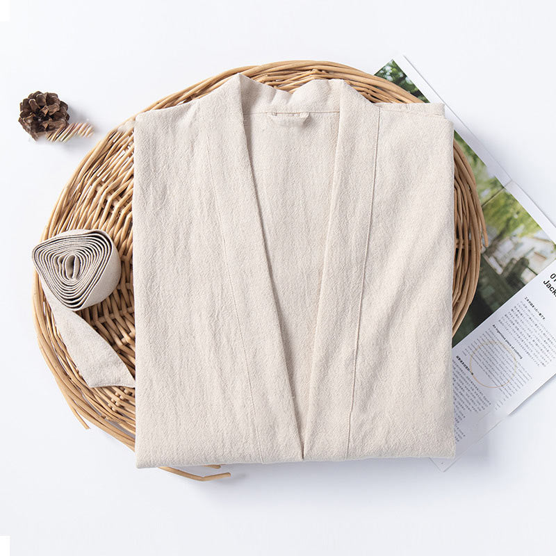 Soft V-Neck Bathrobe Sleepwear with Pockets
