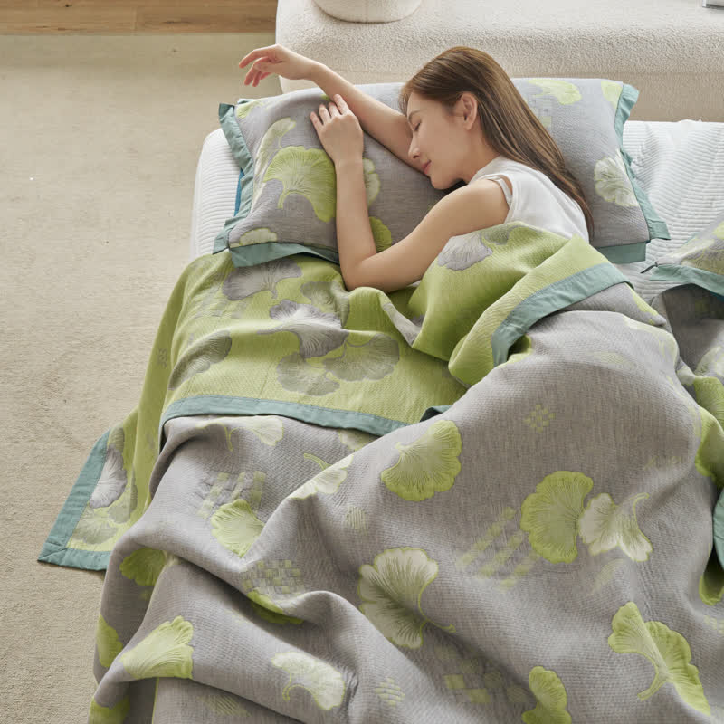 Fresh Style Ginkgo Leaf Pure Cotton Quilt