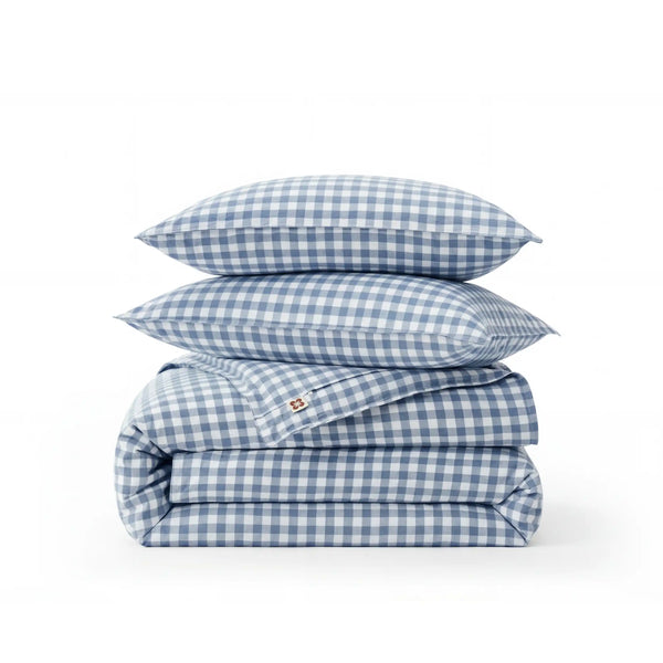 Gingham Washed Cotton Duvet Cover Set(4PCS)
