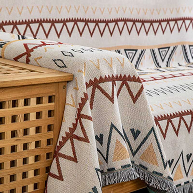 Indian Geometric Blanket Reversible Sofa Cover