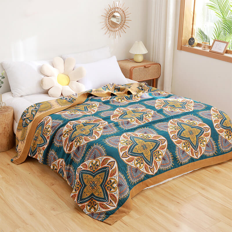 Multicolor Cotton Reversible Design Lightweight Quilt