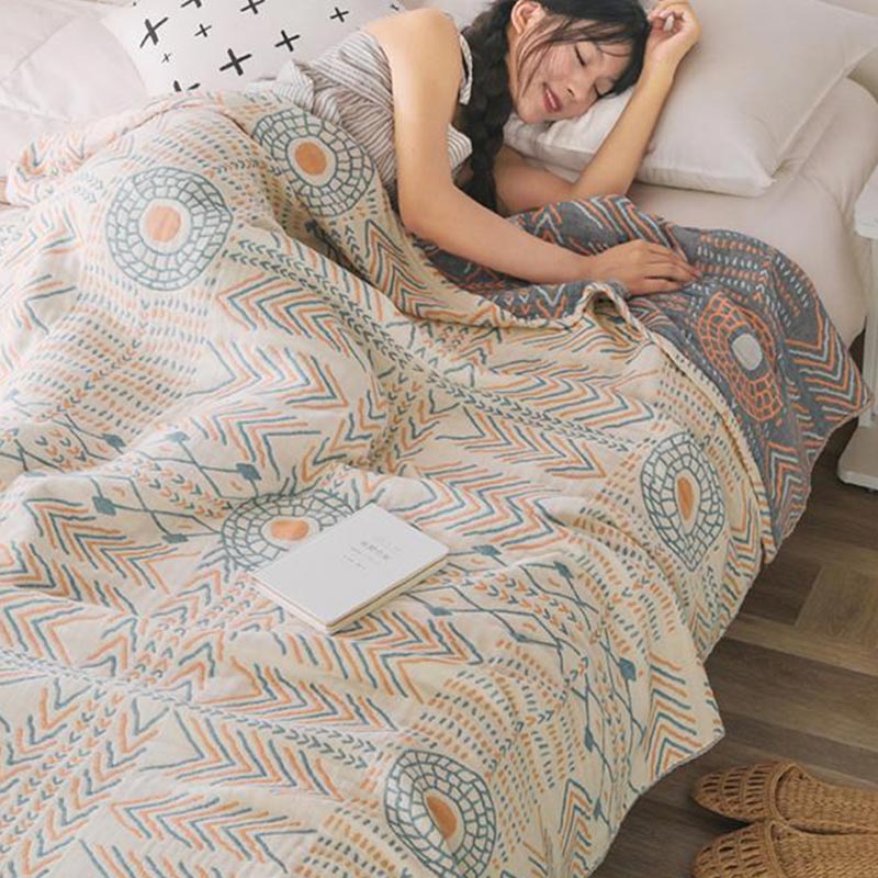 Boho Striped Cotton Quilt Reversible Sofa Towel