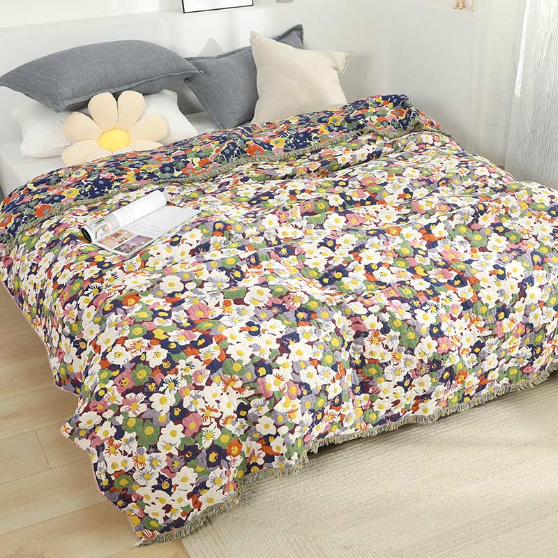Rustic Flower Reversible Cotton Soft Quilt