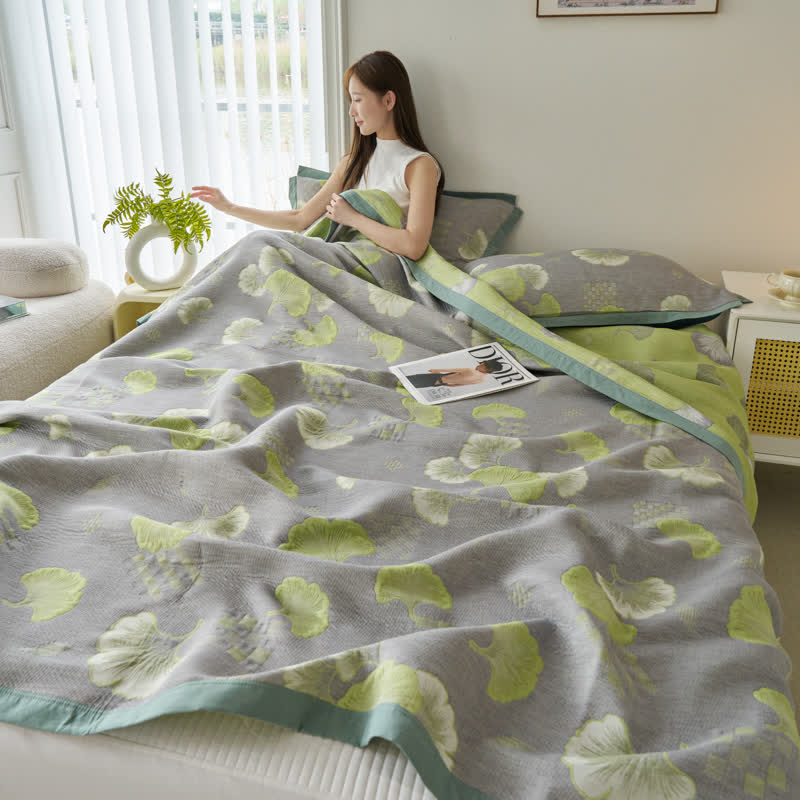 Fresh Style Ginkgo Leaf Pure Cotton Quilt