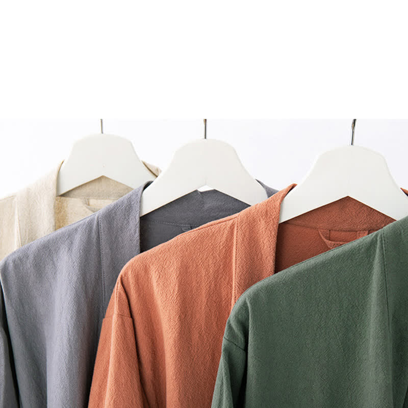 Soft V-Neck Bathrobe Sleepwear with Pockets