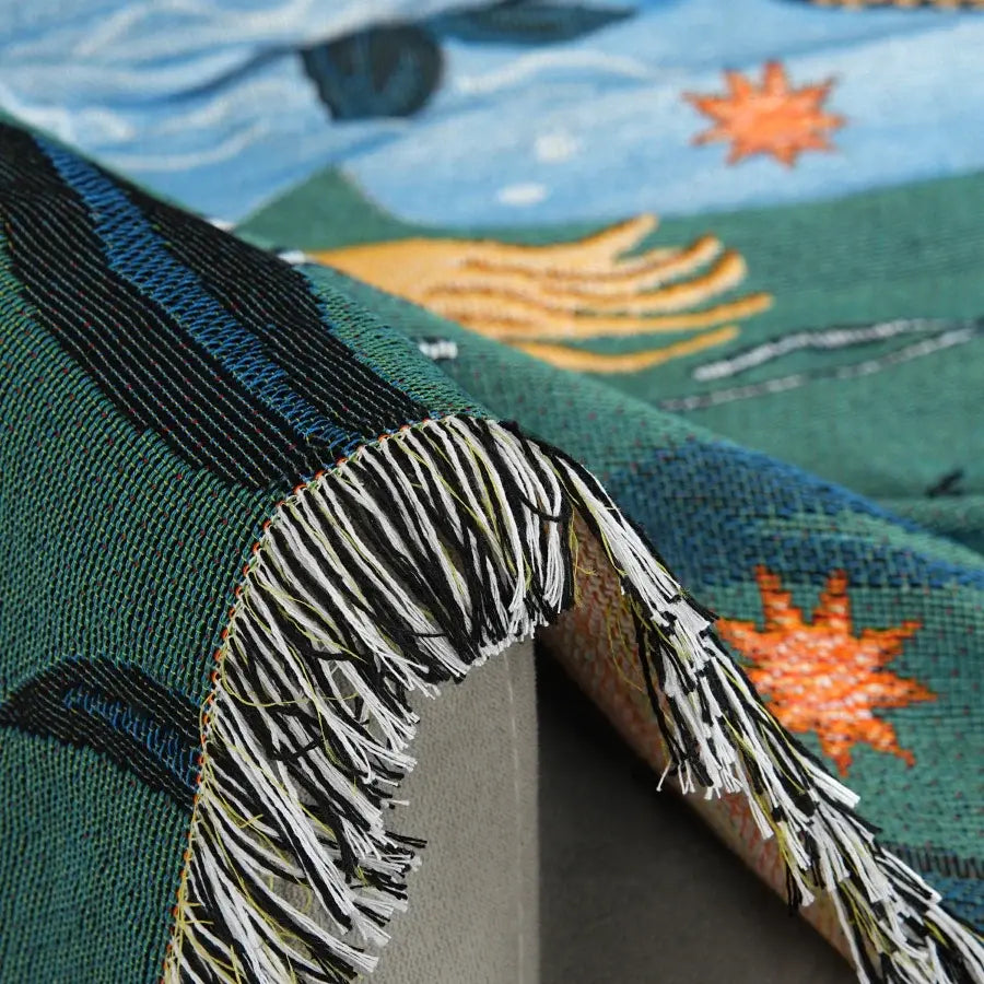 Mermaid Sofa Cover Palm Tassel Blanket