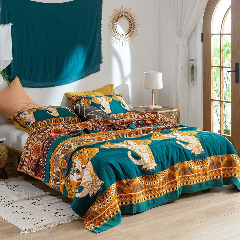 Elephant Cotton Summer Reversible Design Quilt