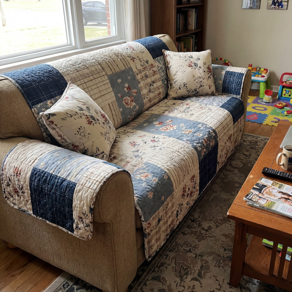 Vintage Patchwork Quilted Sofa Cover