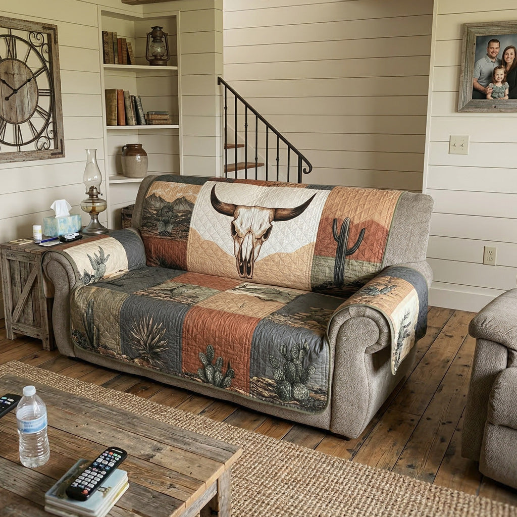 Dustland Western Longhorn Quilted Sofa Cover