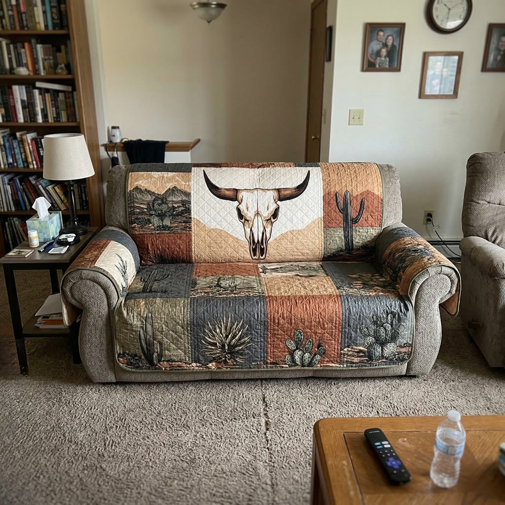 Dustland Western Longhorn Quilted Sofa Cover