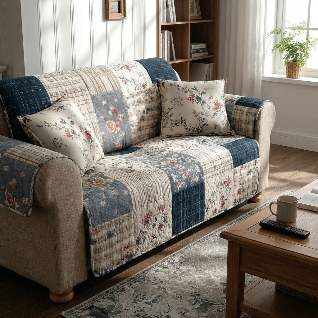 Vintage Patchwork Quilted Sofa Cover