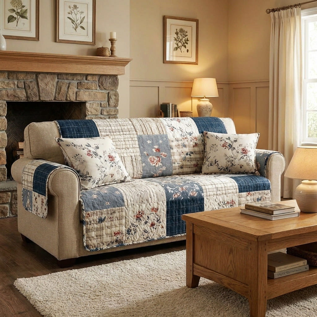 Vintage Patchwork Quilted Sofa Cover