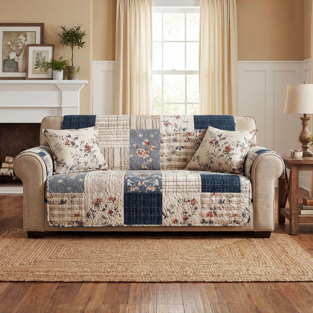 Vintage Patchwork Quilted Sofa Cover
