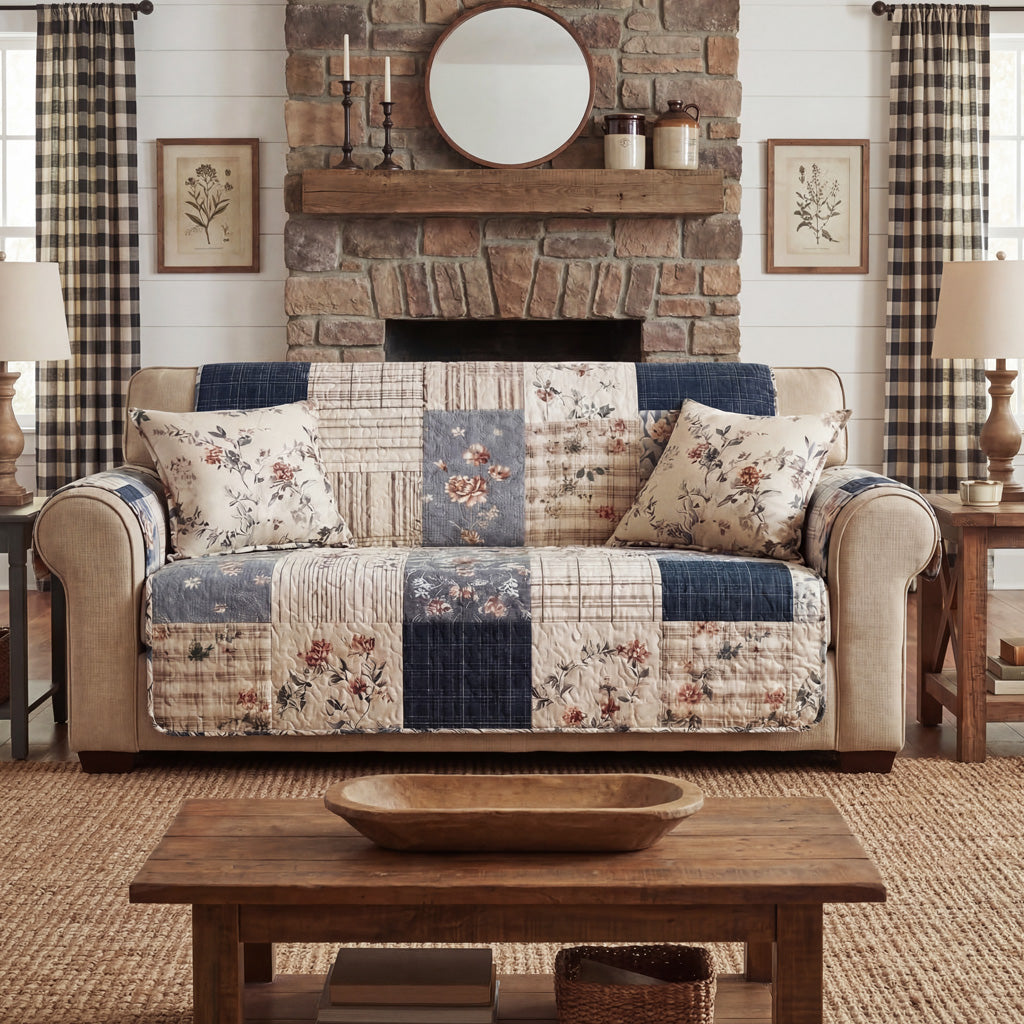Vintage Patchwork Quilted Sofa Cover